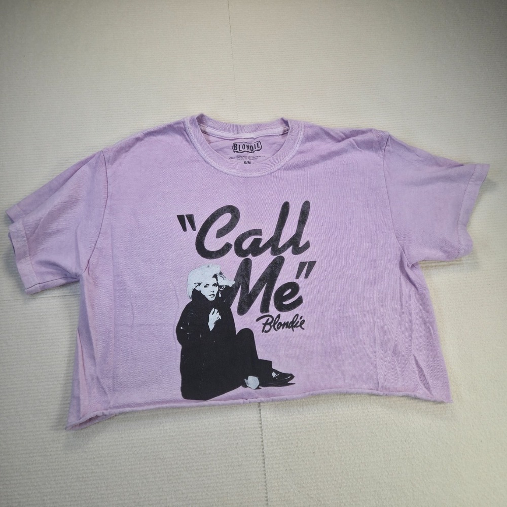 Blondie 2020 Womens Pink Call Me Debbie Harry Cropped Graphic T-Shirt S/M Casual